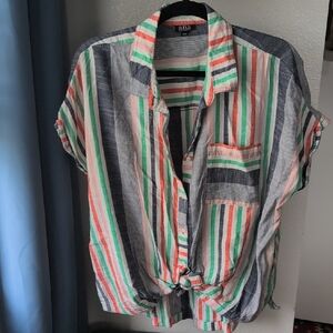 a.n.a roll‎ Sleeve Striped Button Down, Size M